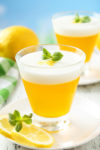 Tasty lemon jelly gelatine in glass