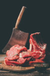 raw meat on cutting board