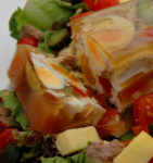 aspic with egg, meat, vegetables