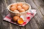 fresh eggs in basket