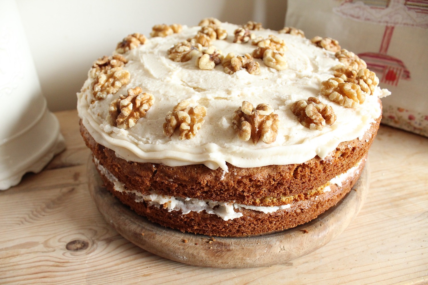 Carrot and Walnut Cake with Frosting and Filling