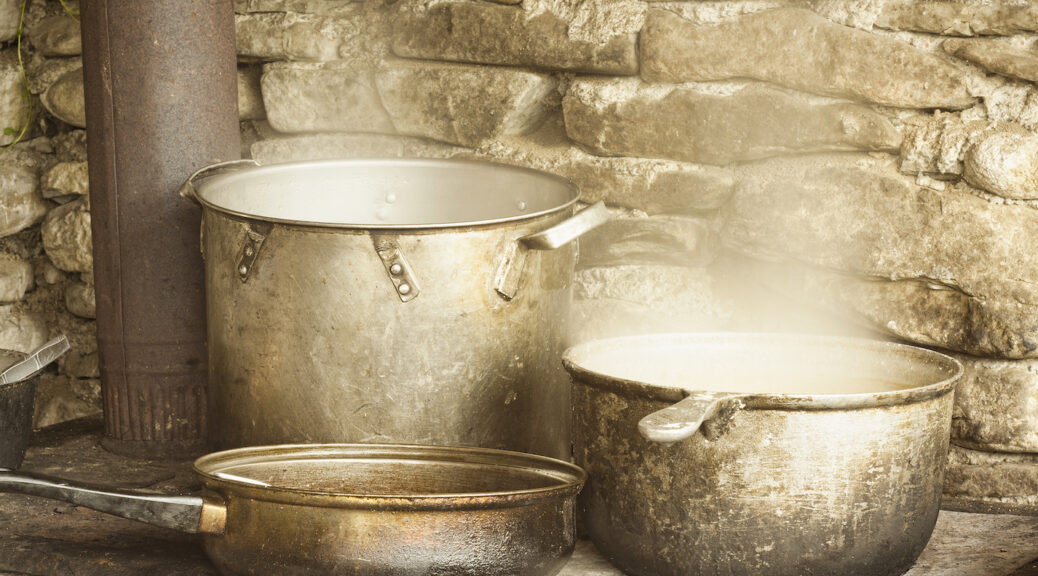 Vintage Cook Ware on a Stove