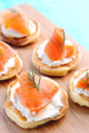 Canapes with cream cheese and salmon
