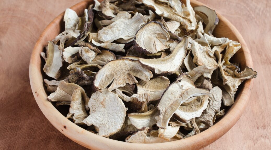 Dried Mushrooms in a Bowl