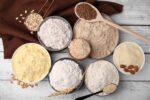 bowls of various flours used in bread making