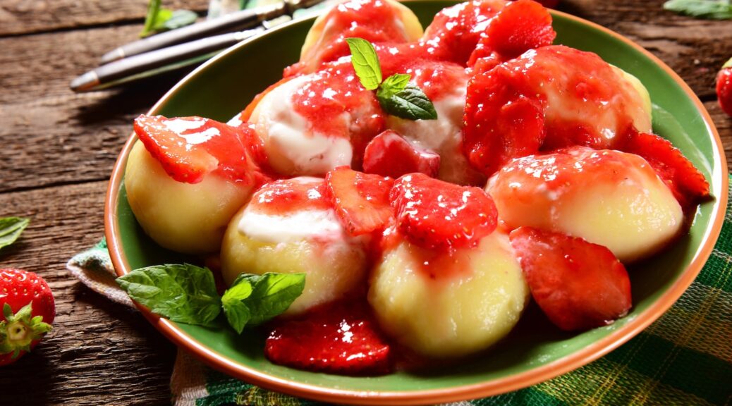 homemade dumplings with strawberries