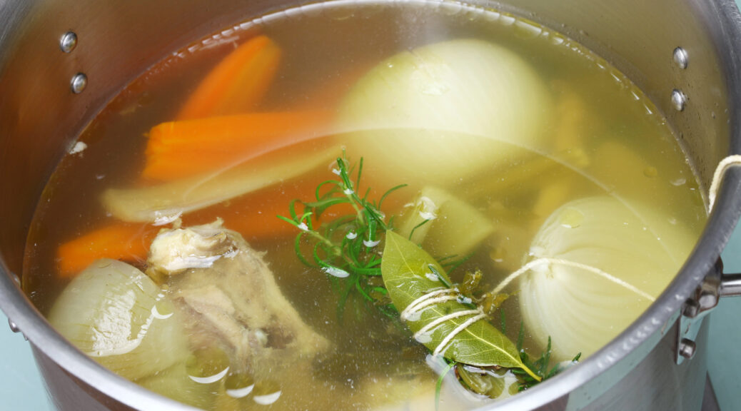 making chicken soup stock