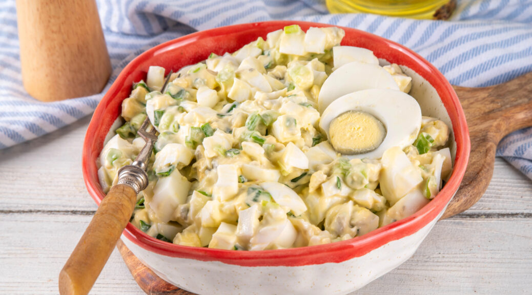 A bowl of spring egg salad